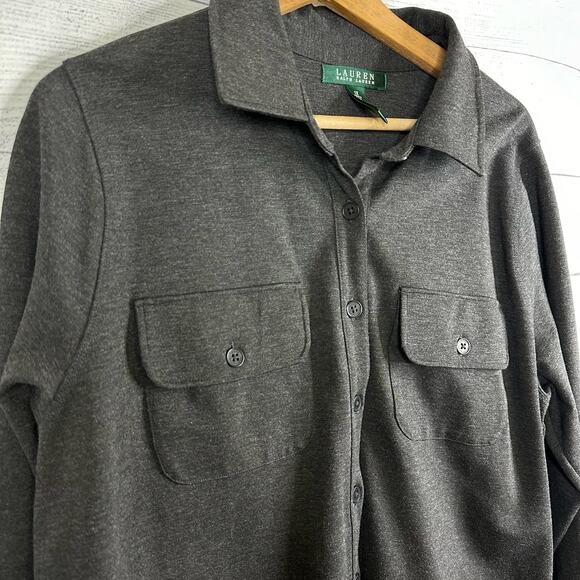 Ralph Lauren LRL sz 1X Ponte Knit Long Sleeve Button Shirt Tunic Dress Stretch - Picture 4 of 9